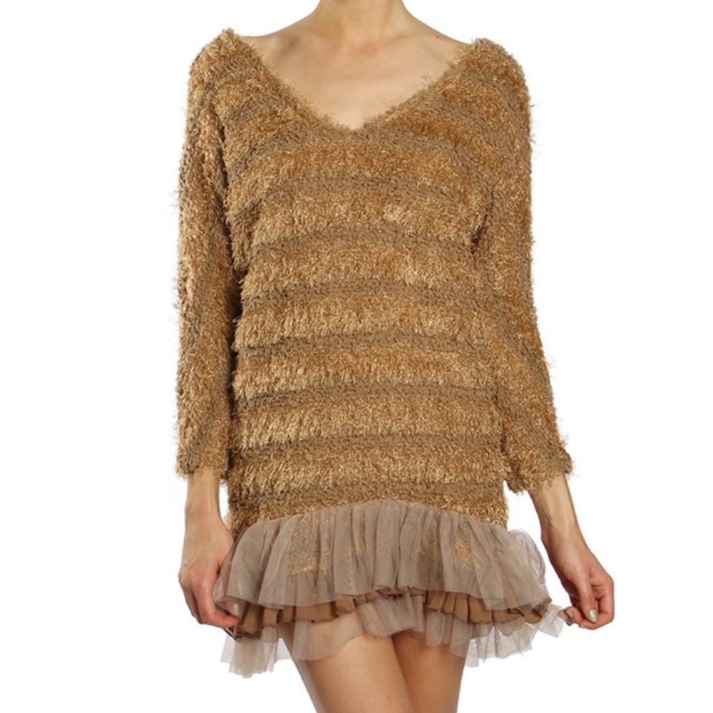 Ryu Tan and Brown Textured Mini Dress